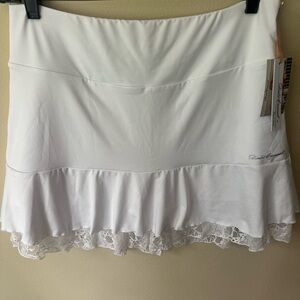 Denise Cronwall Chic White Lace Hem Skirt
